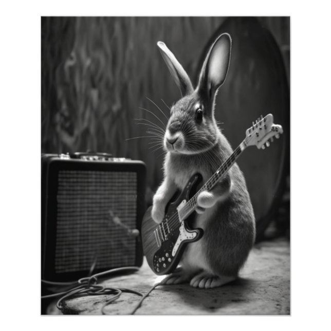 Bunny Spela en Guitar Fototryck (Framsidan)