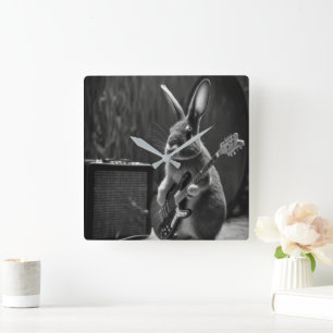 Bunny Spela en Guitar Fyrkantig Klocka