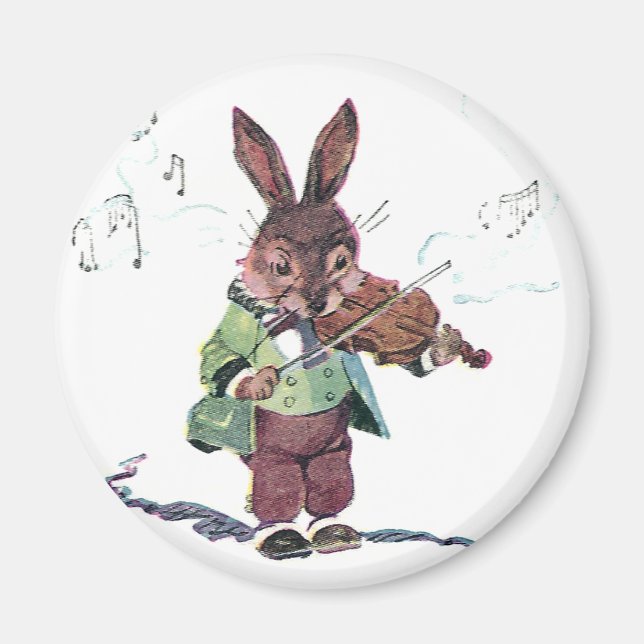 Bunny Spela Violin Magnet (Framsidan)