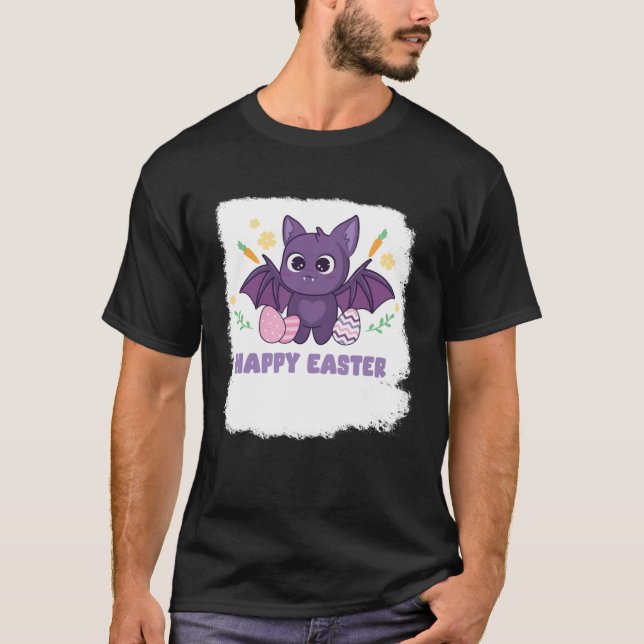 Bunny Spring Hunt Eggs bat Rabbit Happy Easter Day T Shirt (Framsida)