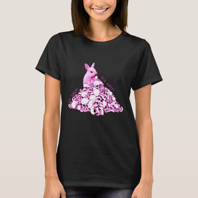 Bunny springa bort! springa bort! t shirt (Framsida)