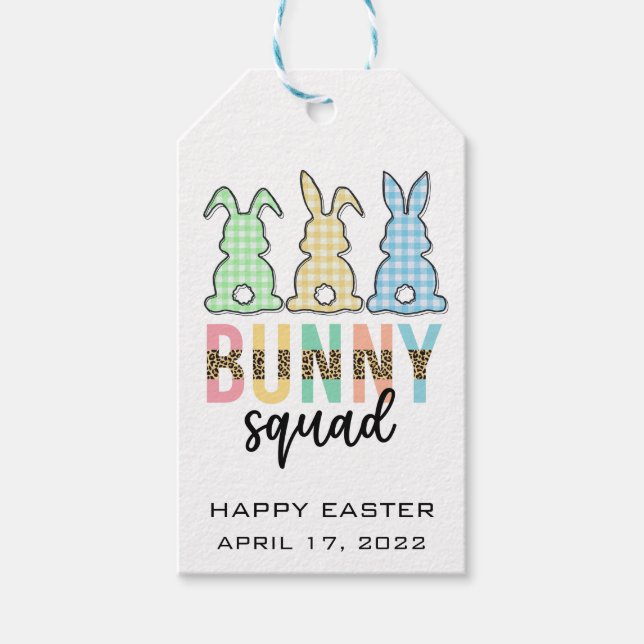 Bunny Squad | Påskägg Hunt Cute Bunny Presentetikett (Framsidan)