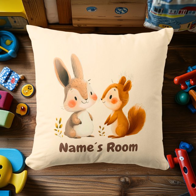 Bunny & Squirrel Woodland Friends | Barnrum Kudde (Skapare uppladdad)
