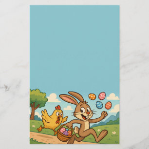 Bunny Steals Eggs från Chicken Påsk Design Funy Brevpapper
