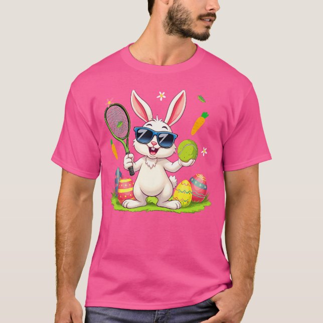 Bunny Sunglasses Easter Eggs Tennis Player Lover T Shirt (Framsida)