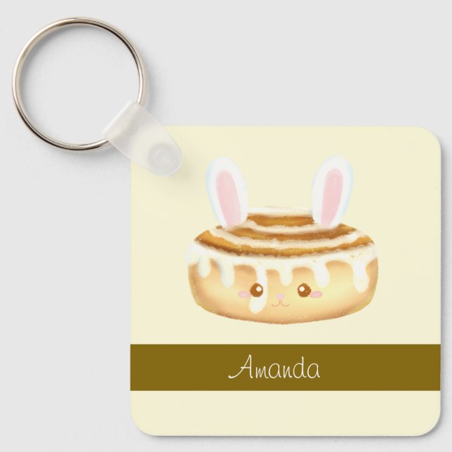 Bunny Sweet Dessert Cinnamon Bun Nyckelring (Framsida)