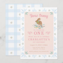 Bunny Sweet Rosa Blue Kid Första födelsedag Party