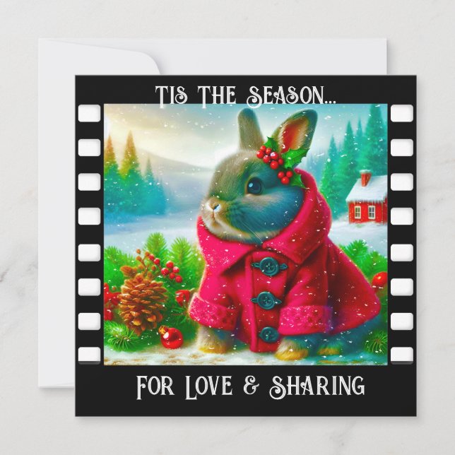 Bunny Sweet Snowy-julkort Inbjudningar (Framsida)