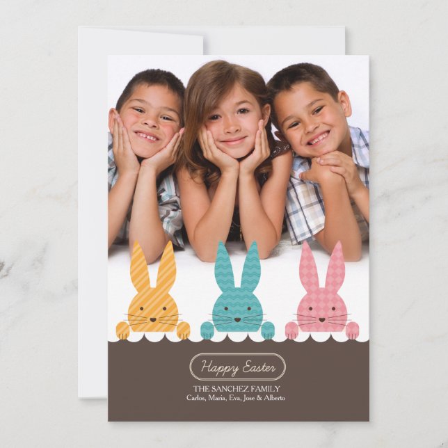 Bunny Syskon Photo Påsk Card Julkort (Framsida)
