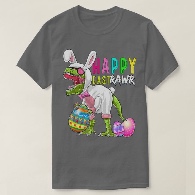 Bunny T Re Dinosaur Påsk 2022 Lycklig East Rawr Co T Shirt (Design framsida)
