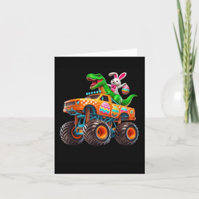 Bunny T-rex Påsk Monster Lastbil Dino Funny Boys K Kort (Framsida)
