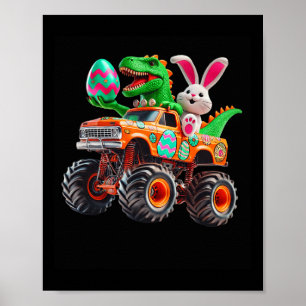 Bunny T-rex Påsk Monster Lastbil Dino Funny Boys K Poster