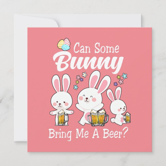 Bunny ta med mig en öl Glad påsk Inbjudningar (Framsida)