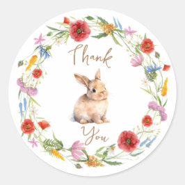 Bunny tack för blommigt-Anpassade Runt Klistermärke