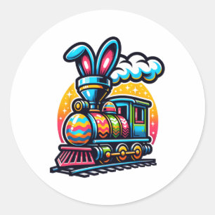 Bunny Tåg Railroad Påskägg Kids Småbarn Boys Runt Klistermärke