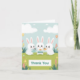 Bunny Tea Party Thank You Card | Cute Rabbit Girls Kort