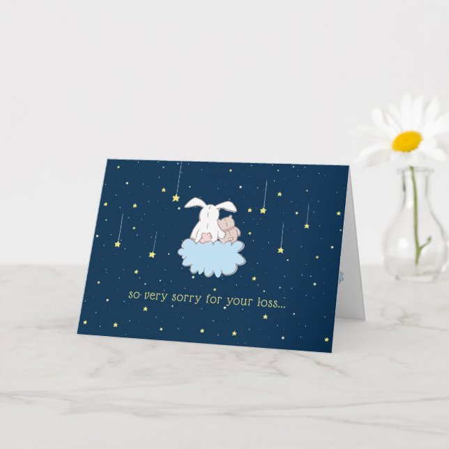 Bunny & Teddy _ Förlust av ett barnkondoleanskort Kort (Liten växt)