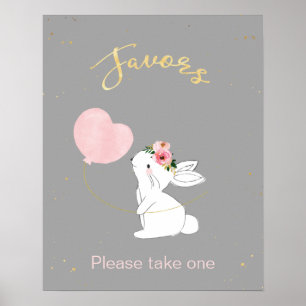 Bunny ThMB Favors Baby Shower-skylt Poster