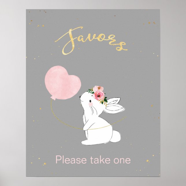 Bunny ThMB Favors Baby Shower-skylt Poster (Framsidan)