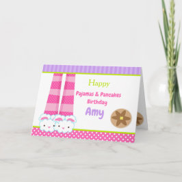 Bunny Tofflor Pajamas & Pancakes Födelsedagsfest Kort