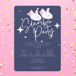 Bunny Tofflor Slumber Party Sleepover Birthday Inbjudningar