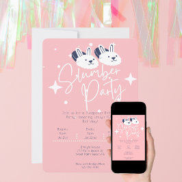 Bunny Tofflor Slumber Party Sleepover Birthday Inbjudningar