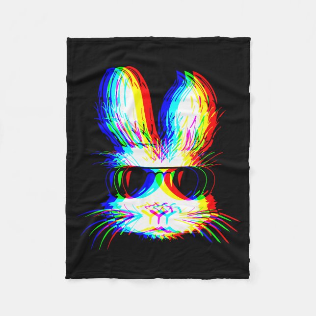 Bunny Trippy Varwave Easter Techno Rave Edm Music  Fleecefilt (Framsidan)