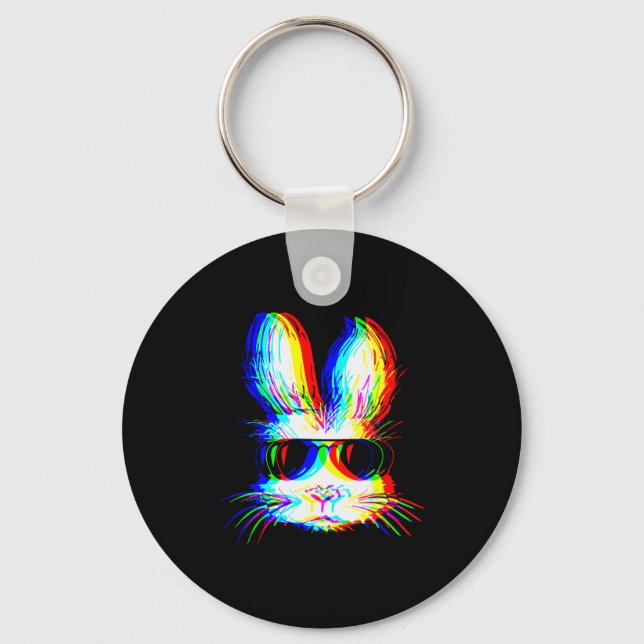 Bunny Trippy Varwave Easter Techno Rave Edm Music  Nyckelring (Framsida)