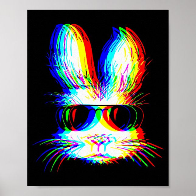 Bunny Trippy Varwave Easter Techno Rave Edm Music  Poster (Framsidan)