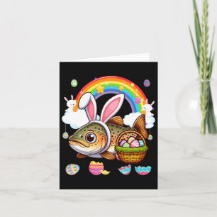 Bunny Trout Fish Påsk Hunting Eggs Basket Colorf Kort