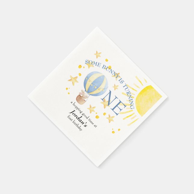 Bunny Turning en runt Sol Boys 1:a födelsedag Pappersservett (Hörn)