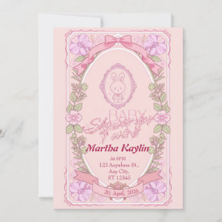 Bunny Twin Baby Shower Invitation Inbjudningar