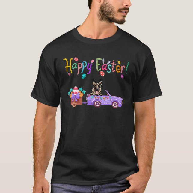 Bunny Tysk Shepherd Hund Glad påsk Day med Ea T Shirt (Framsida)