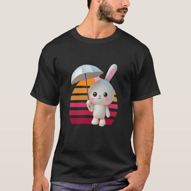 Bunny Umbrella Sunset T Shirt (Framsida)