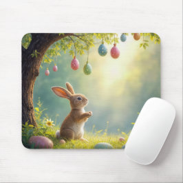 Bunny under ett Påskägg Träd Musmatta