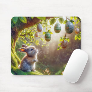 Bunny under ett Påskägg Träd Musmatta