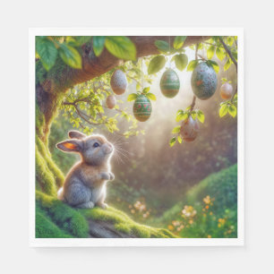 Bunny under ett Påskägg Träd Pappersservett