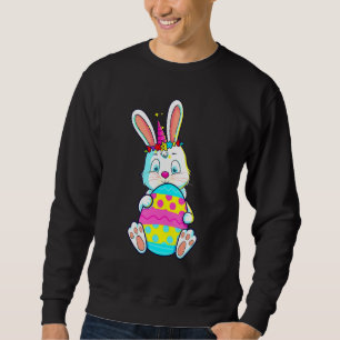 Bunny Unicorn Påskägg Cute Rabbit Women Girls T Lång Ärmad Tröja