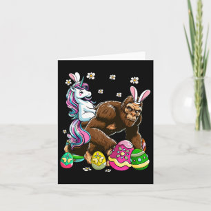 Bunny Unicorn Riding Bigfoot Flowers Påsk Day Hu Kort