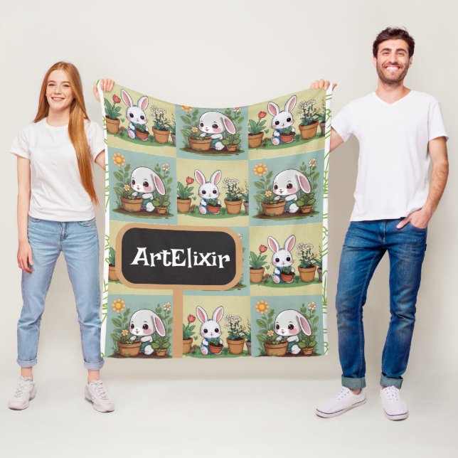 Bunny  utskrift fleecefilt (På plats)