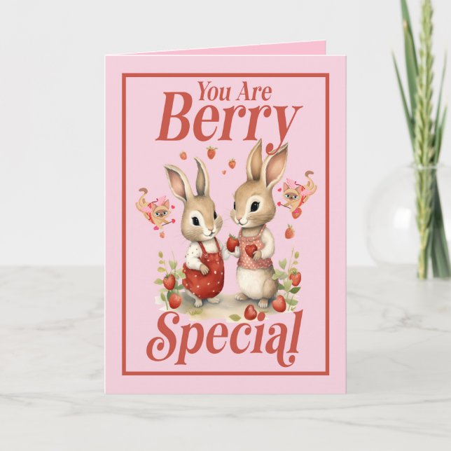 Bunny Valentine Card i Rosa Tack Kort (Framsida)