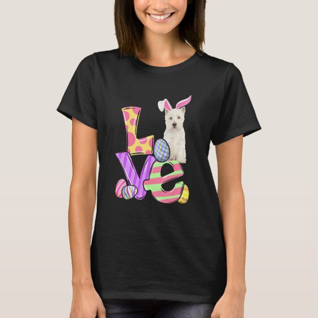 Bunny Väster Highland White Terrier Hund Glad påsk T Shirt (Framsida)