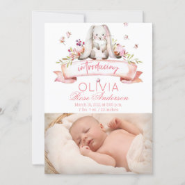 Bunny Vattencolor Girl Birth-meddelande Inbjudningar