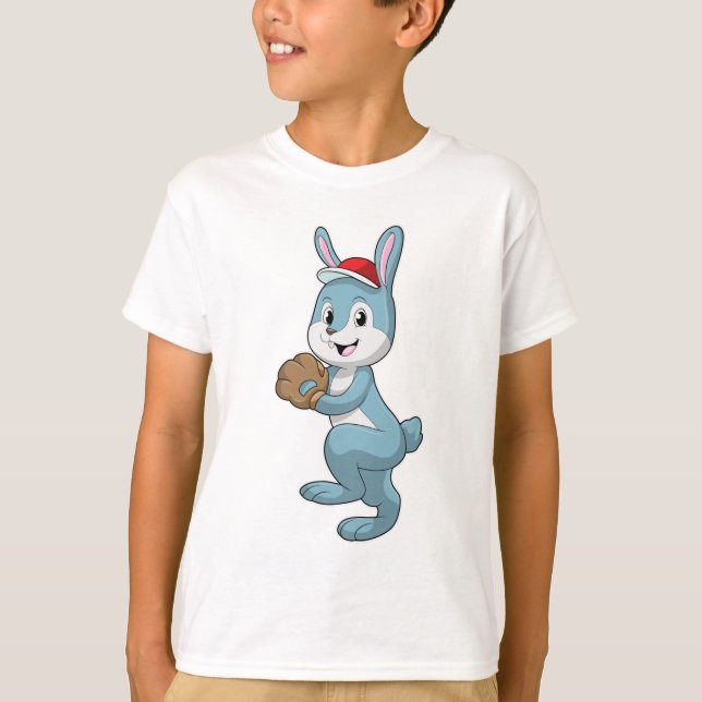 Bunny vid Baseball med baskiska handskar T Shirt (Framsida)