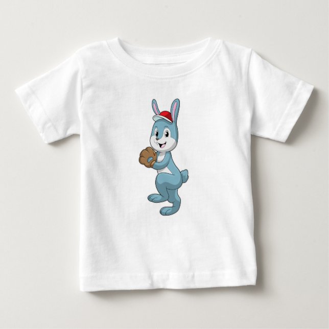 Bunny vid Baseball med baskiska handskar T Shirt (Framsida)