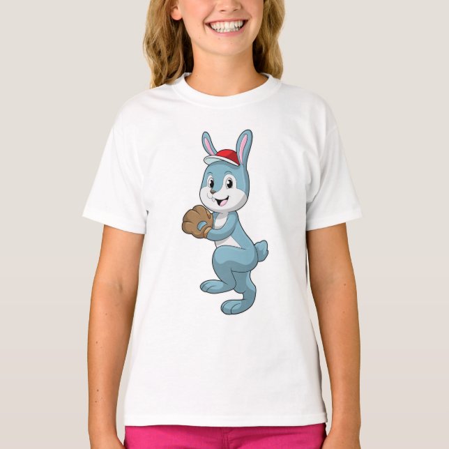 Bunny vid Baseball med baskiska handskar T Shirt (Framsida)