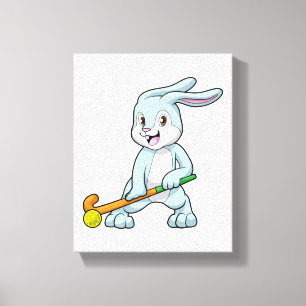 Bunny vid Fält hockey med Hockey stick Canvastryck
