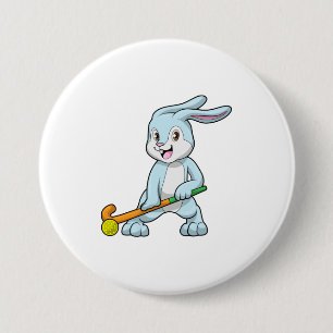Bunny vid Fält hockey med Hockey stick Knapp