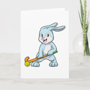 Bunny vid Fält hockey med Hockey stick Kort