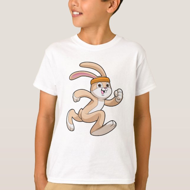 Bunny vid Running med Headband T Shirt (Framsida)